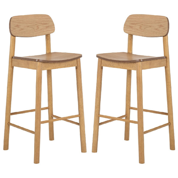 Belgrade Matt Oak Wooden Bar Chairs In Pair
