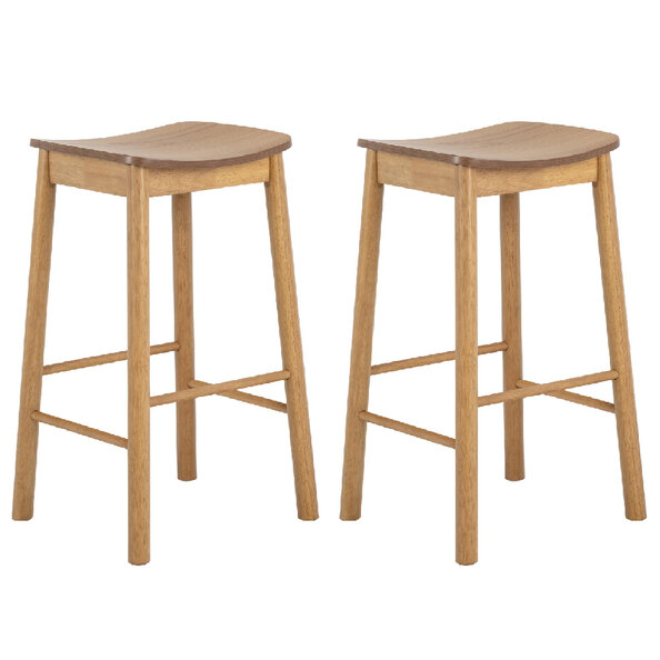Belgrade Matt Oak Wooden Bar Stools In Pair