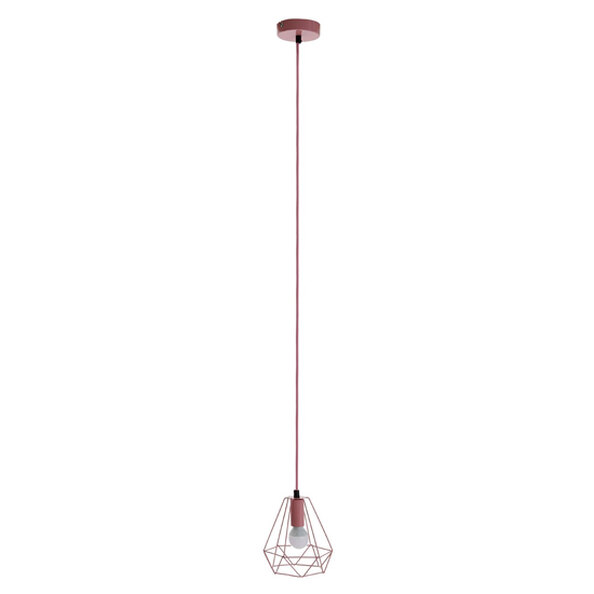 Belika Metal Geometric Wire Frame Pendant Light In Pink