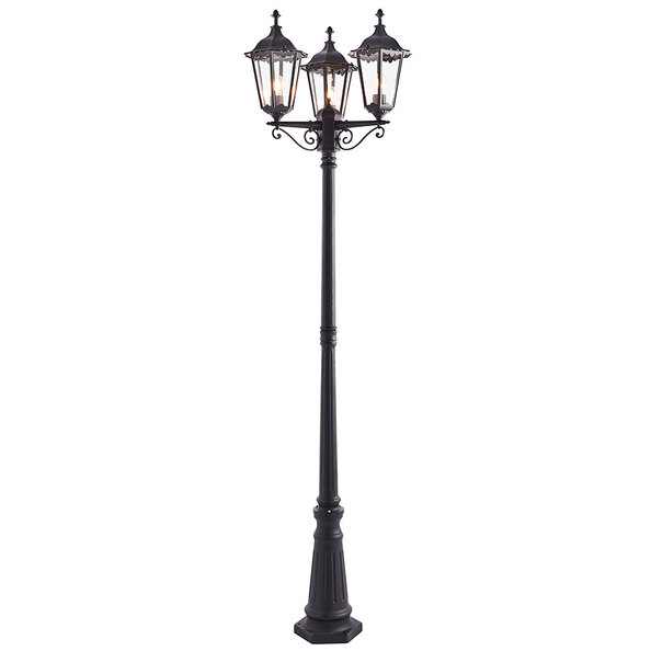 Belleville Clear Glass Tall 3 Lights Lamp Post In Matt Black