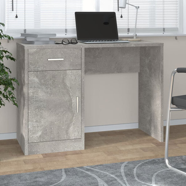 Beloit Laptop Desk With 1 Door 1 Drawer In Concrete Effect