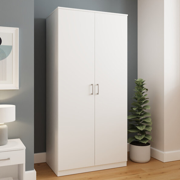 Belvian Wooden Wardrobe with 2 Doors in White