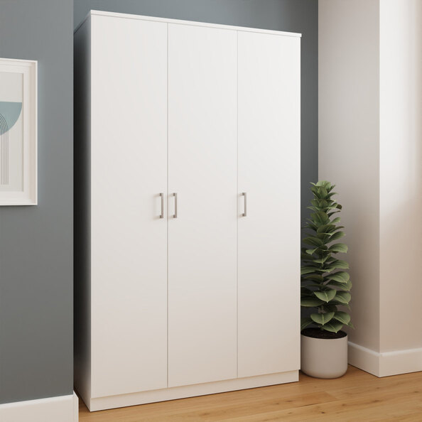 Belvian Wooden Wardrobe with 3 Doors in White