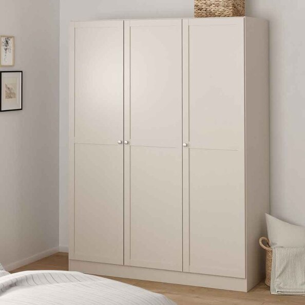 Bensalem Wooden Wardrobe with 3 Doors in Cashmere