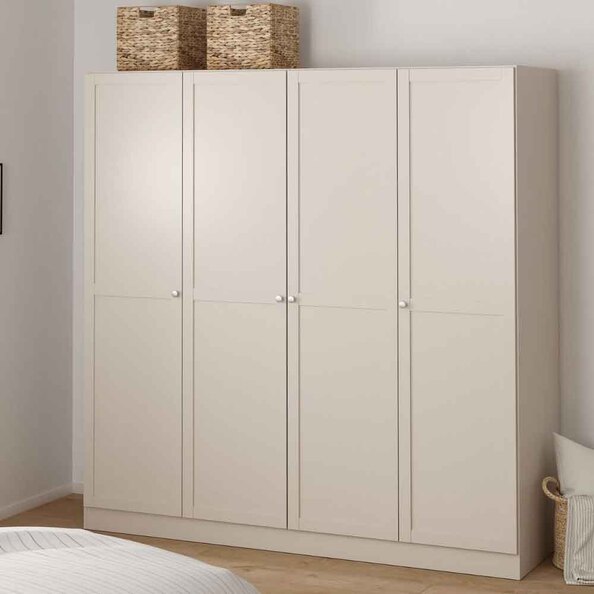 Bensalem Wooden Wardrobe with 4 Doors in Cashmere