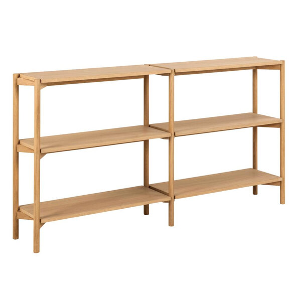 Benson Wide Wooden Bookcase With 4 Shelves In Oak