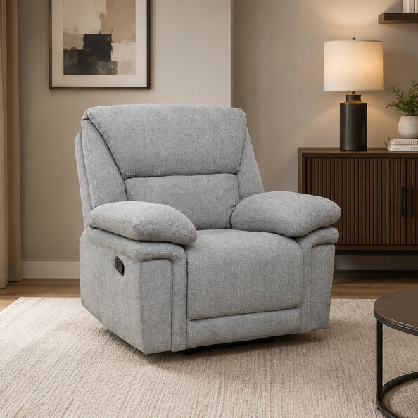Bentley Fabric Manual Recliner 1 Seater Sofa in Grey