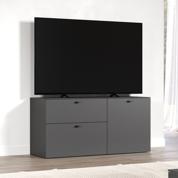Benvia Wooden TV Stand with 2 Doors 1 Drawer in Anthracite and Evoke Oak