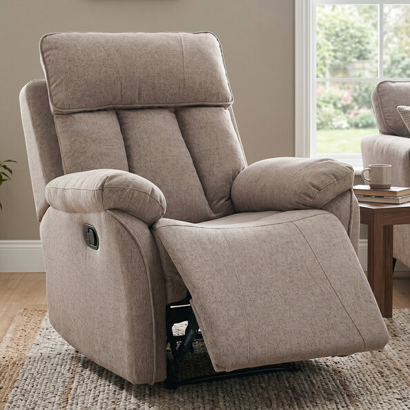 Benvro Fabric Recliner 1 Seater Sofa in Oatmeal