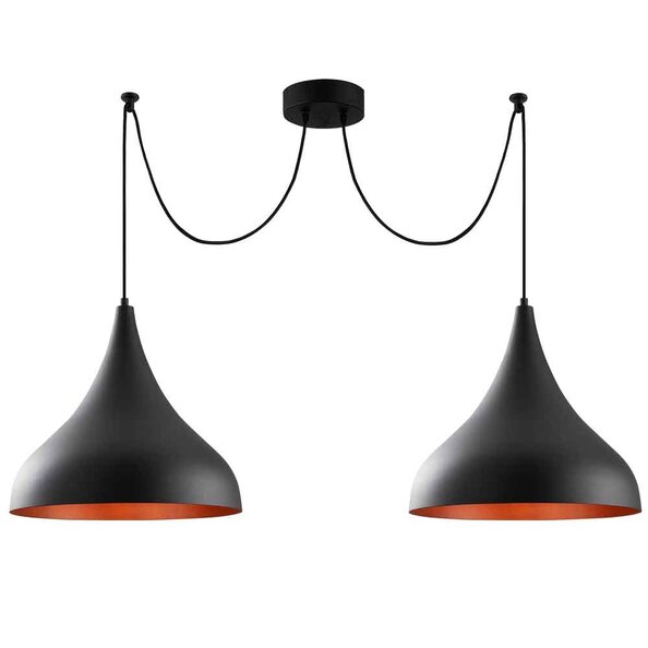 Berceste 2 Lights Metal Ceiling Pendant Light in Black