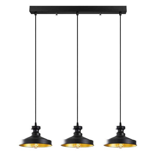Berceste 3 Lights Vintage Metal Ceiling Pendant Light in Black