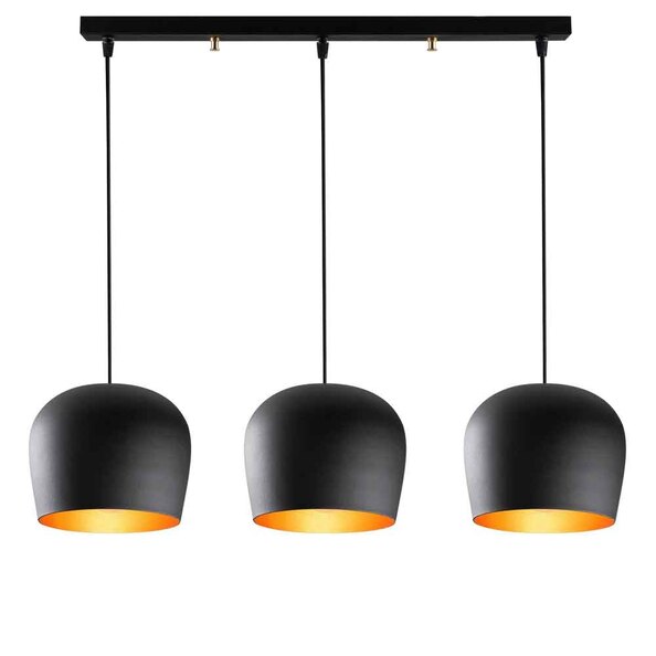 Berceste Round 3 Lights Metal Ceiling Pendant Light in Black