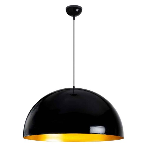 Berceste Round Bowl Large Metal Ceiling Pendant Light in Black