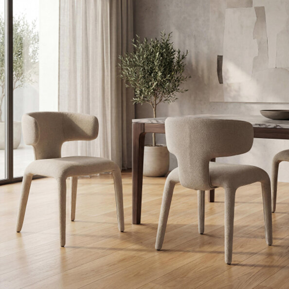 Berwick Beige Fabric Dining Chairs in Pair