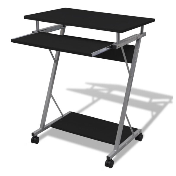 Berwyn Wooden Laptop Desk With 2 Shelves In Black