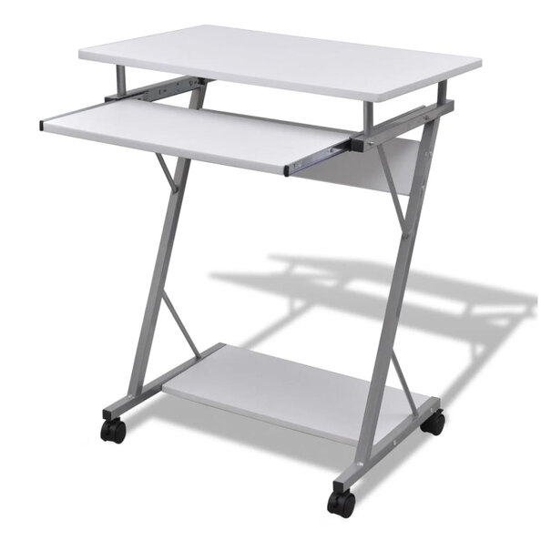Berwyn Wooden Laptop Desk With 2 Shelves In White