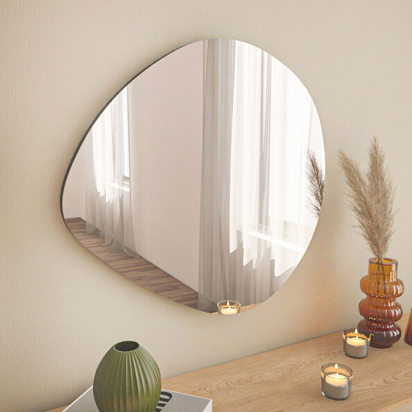 Besso Glass Wall Dressing Mirror with Black MDF Frame