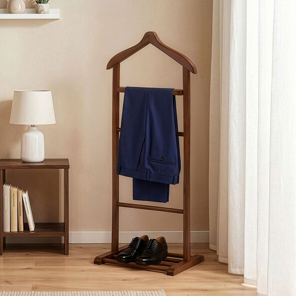 Beta Beech Wood Valet Stand in Walnut