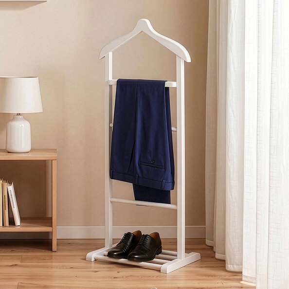 Beta Beech Wood Valet Stand in White