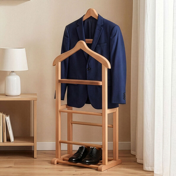Beta Beech Wood Double Valet Stand in Natural