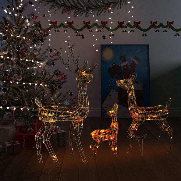 Bethany 300 LED Acrylic Christmas Family Reindeer - Colourful