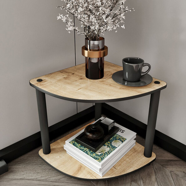 Bexen Coner Wooden Side Table in Oak