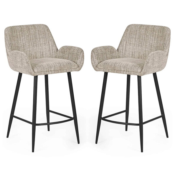 Bexil Cookies and Cream Fabric Bar Stools in Pair