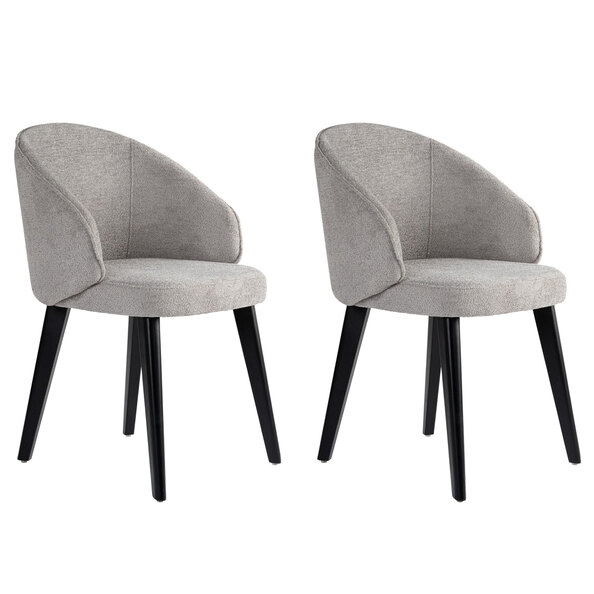 Bexley Grey Fabric Dining Chairs with Black Wooden Legs in Pair