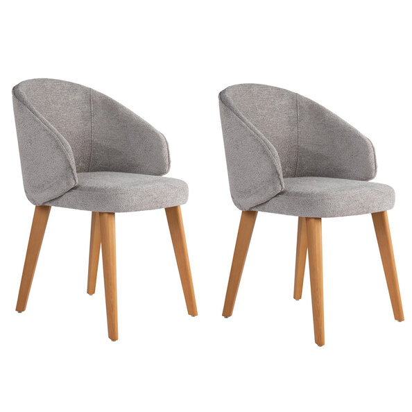 Bexley Grey Fabric Dining Chairs with Dark Oak Wooden Legs in Pair