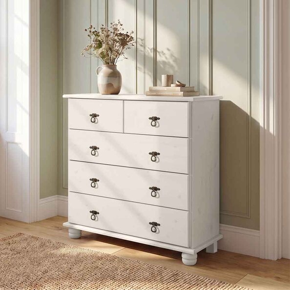 Bickley Wooden Chest Of 5 Drawers in White