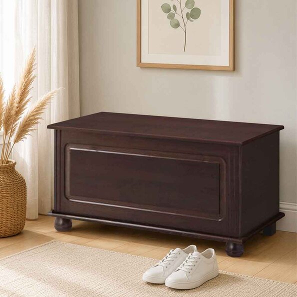 Bickley Wooden Hallway Storage Bench in Brown