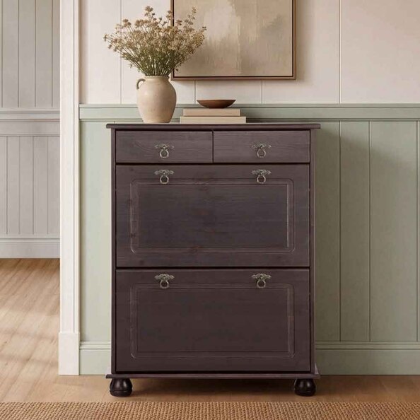 Bickley Wooden Shoe Storage Cabinet in Brown