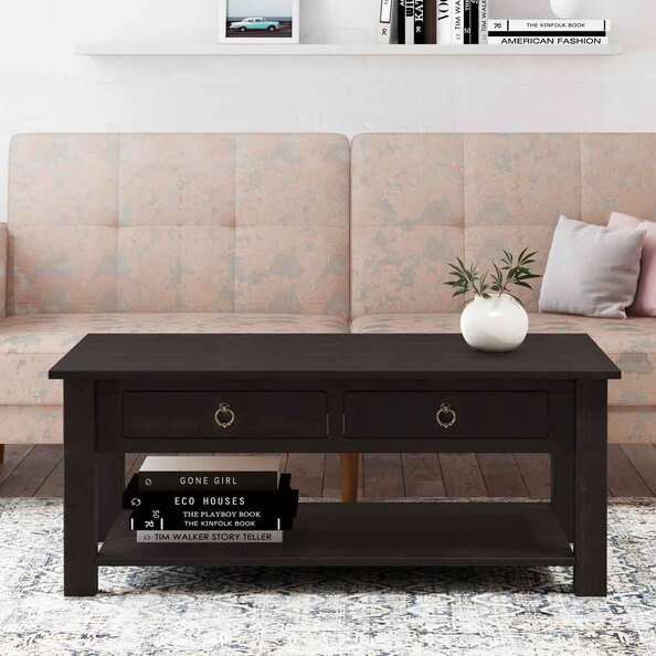 Bicwell Wooden Coffee Table with 2 Drawers in Brown