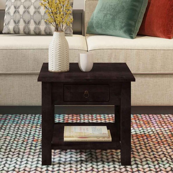Bicwell Wooden Side Table with 1 Drawer in Brown