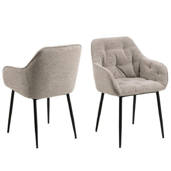 Bilbao Beige Fabric Dining Chairs With Armrest In Pair