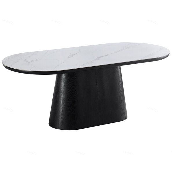 Bilbao Sintered Stone Oval Dining Table In White And Black