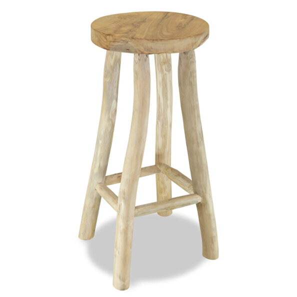 Billie Outdoor Round Wooden Bar Stool In Brown