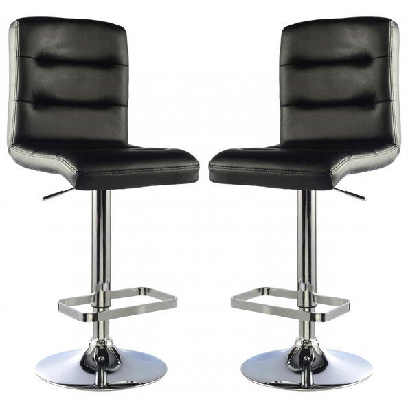 Billings Black PU Leather Bar Chairs In Pair