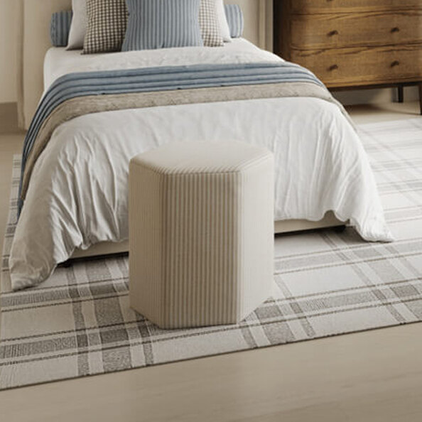 Biloxi Fabric Hexagon Stool - Ivory