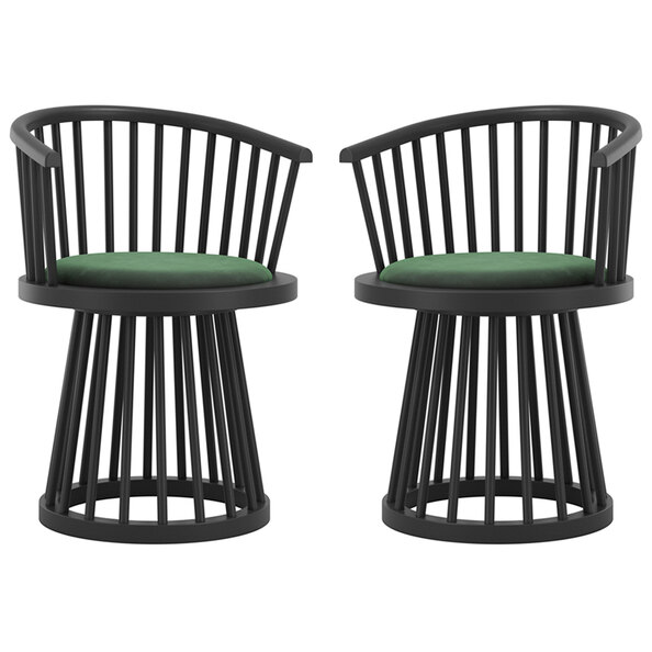 Biloxi Forest Green Velvet Dining Chairs With Wooden Frame - Pair