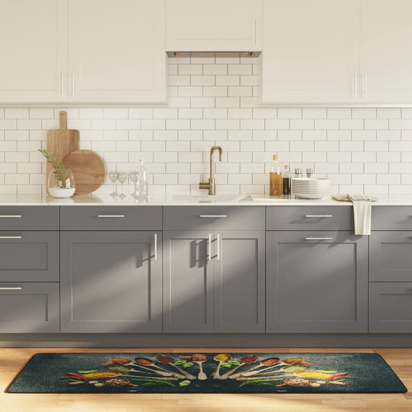 Biloxi Polyester Anti-Slip Kitchen Rug - Blue And Red