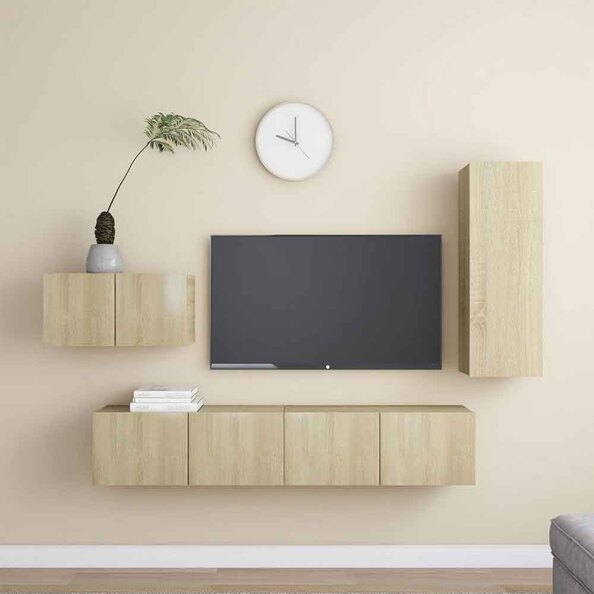 Binnenstad 90cm Wooden 4 Piece Entertainment Unit In Sonoma Oak