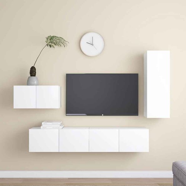 Binnenstad 90cm Wooden 4 Piece Entertainment Unit In White