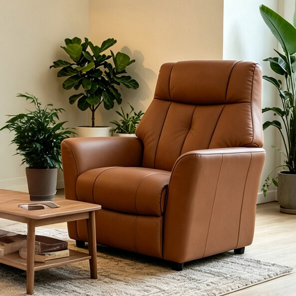 Bionel Leather 1 Seater Sofa in Camel