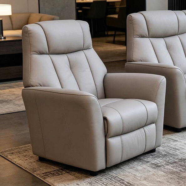 Bionel Leather 1 Seater Sofa in Grey