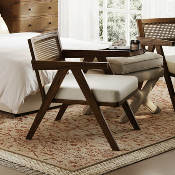 Bismarck Wooden Accent Chair With Fabric Seat - Smoked