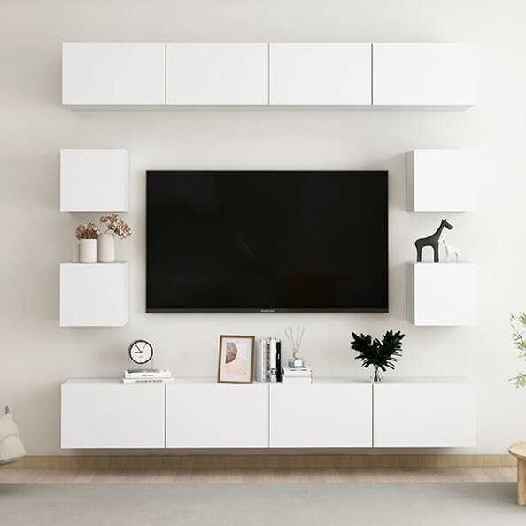 Biton Wall Hung Wooden Entertainment Unit In White