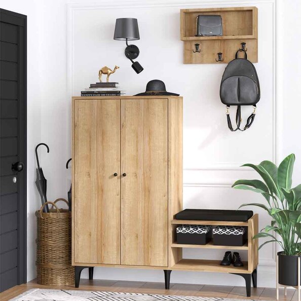 Blaze Wooden Hallway Storage Furniture Set in Oak