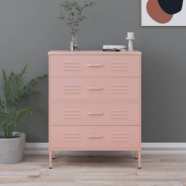 Bodmin Steel Chest Of 4 Drawers In Pink