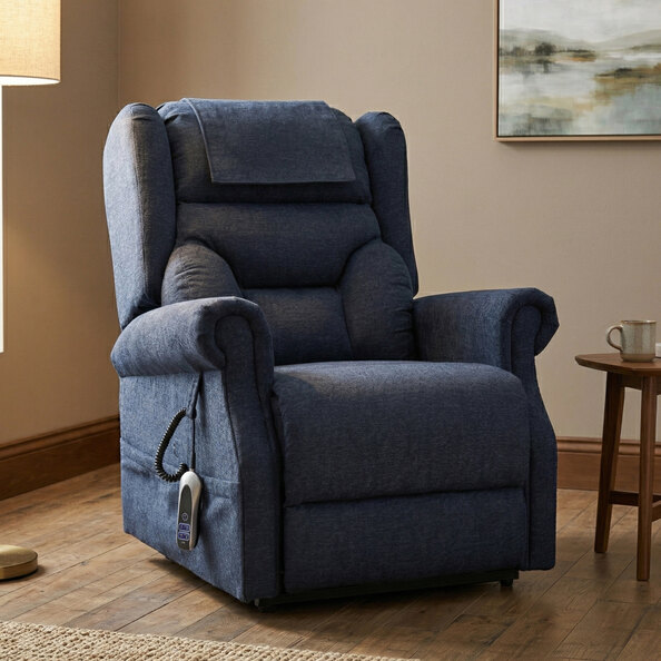 Boise Fabric Dual Motor Lift and Tilt Recliner Chair In Deep Blue